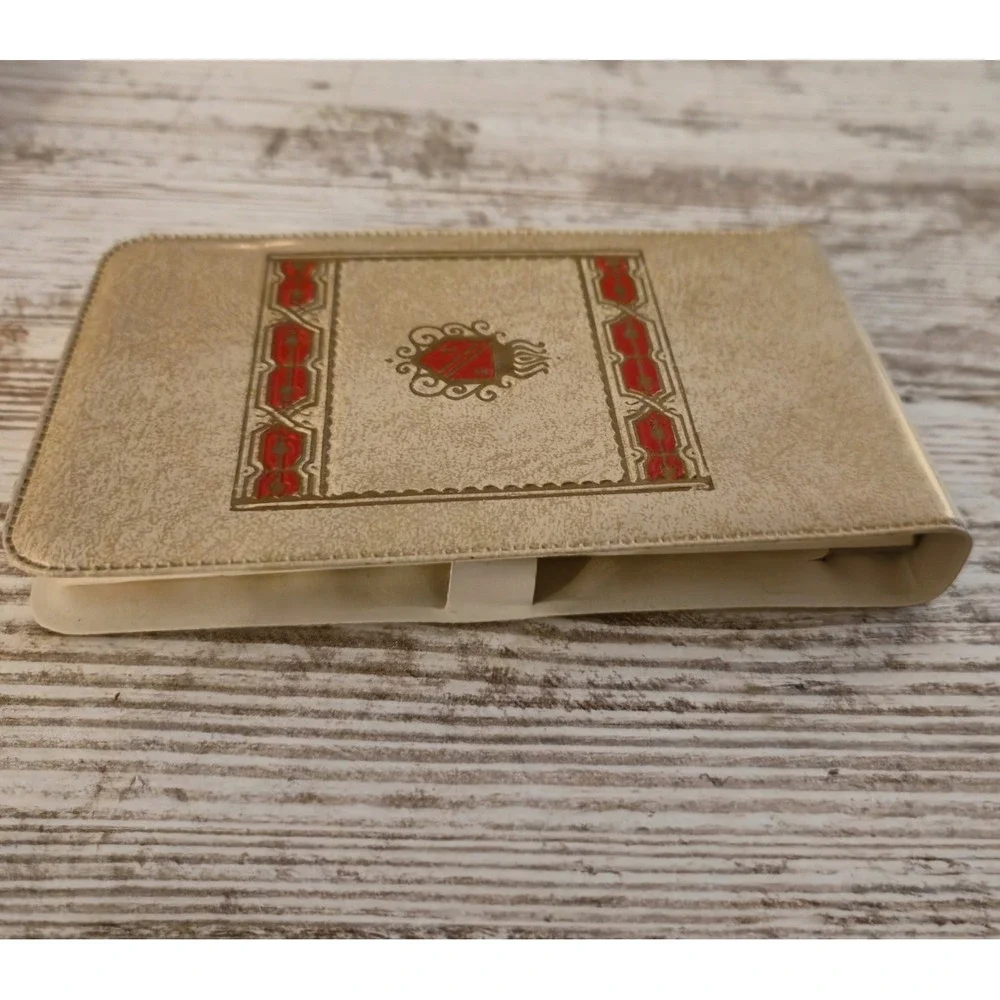 Vintage Slim Note Pad in Decorative Box Shield Emblem Cream Red Gold Stationery